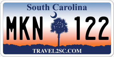 SC license plate MKN122
