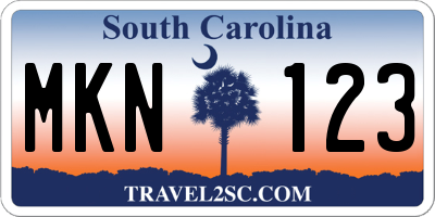 SC license plate MKN123