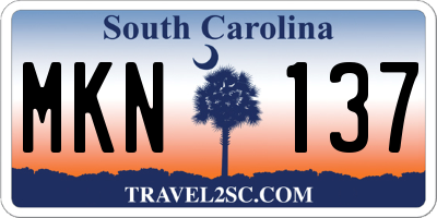SC license plate MKN137