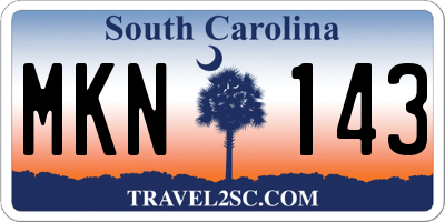 SC license plate MKN143