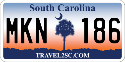 SC license plate MKN186