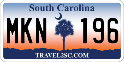 SC license plate MKN196