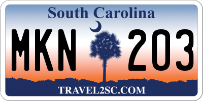 SC license plate MKN203