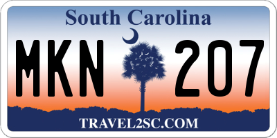 SC license plate MKN207