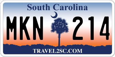 SC license plate MKN214