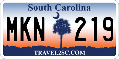 SC license plate MKN219