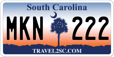 SC license plate MKN222