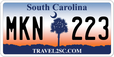 SC license plate MKN223