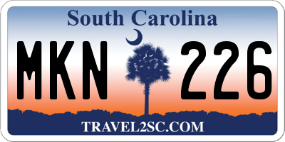 SC license plate MKN226