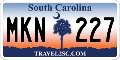 SC license plate MKN227