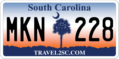 SC license plate MKN228