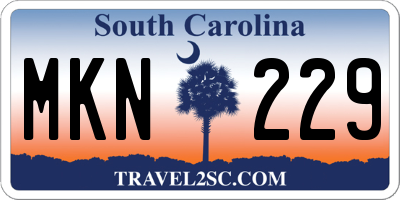 SC license plate MKN229