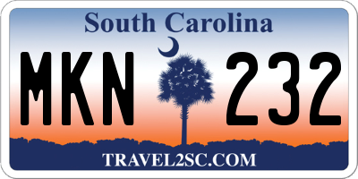 SC license plate MKN232