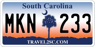 SC license plate MKN233