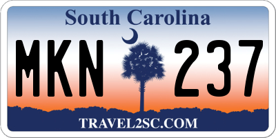 SC license plate MKN237