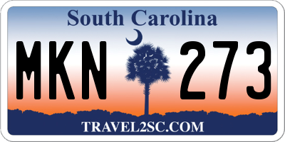 SC license plate MKN273