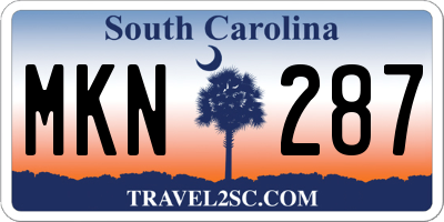 SC license plate MKN287