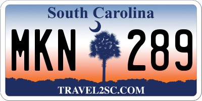 SC license plate MKN289
