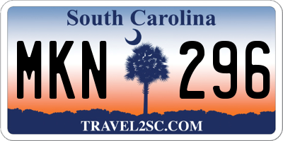 SC license plate MKN296