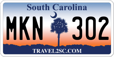 SC license plate MKN302