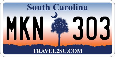 SC license plate MKN303