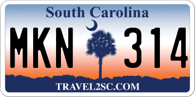 SC license plate MKN314