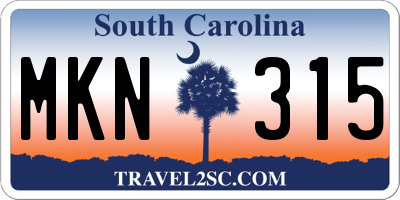 SC license plate MKN315