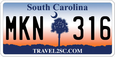 SC license plate MKN316