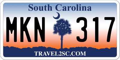 SC license plate MKN317