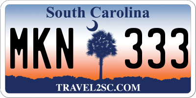 SC license plate MKN333