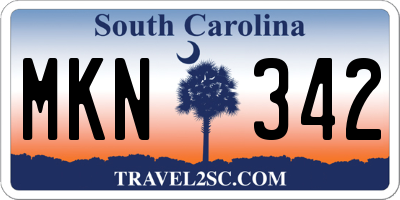SC license plate MKN342
