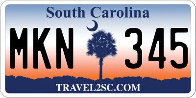 SC license plate MKN345