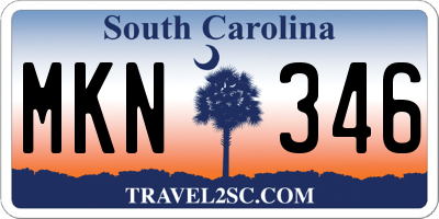 SC license plate MKN346