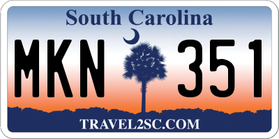 SC license plate MKN351