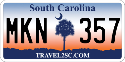 SC license plate MKN357
