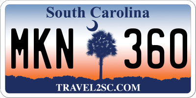 SC license plate MKN360