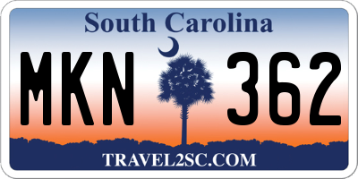 SC license plate MKN362