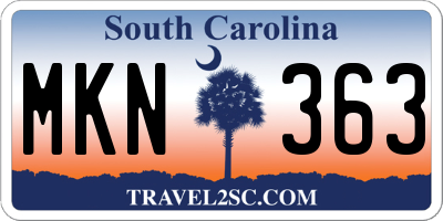 SC license plate MKN363