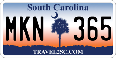 SC license plate MKN365