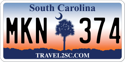 SC license plate MKN374