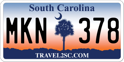 SC license plate MKN378