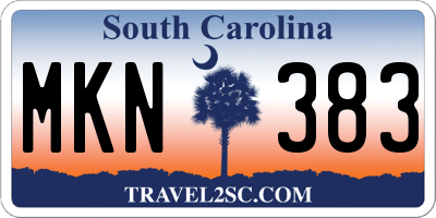 SC license plate MKN383
