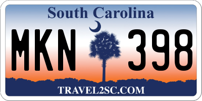 SC license plate MKN398