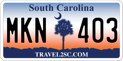 SC license plate MKN403