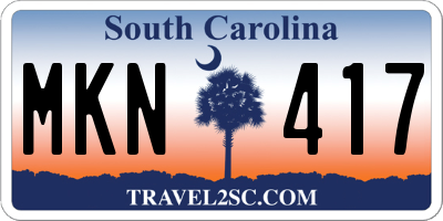 SC license plate MKN417