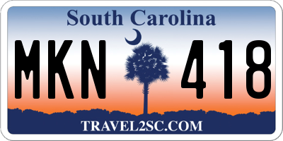 SC license plate MKN418