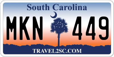 SC license plate MKN449