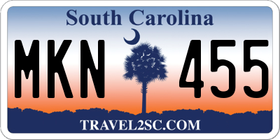 SC license plate MKN455