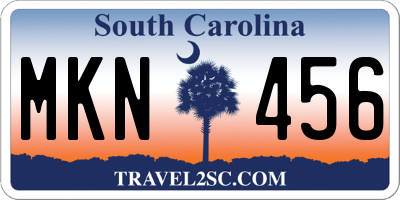 SC license plate MKN456