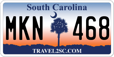 SC license plate MKN468